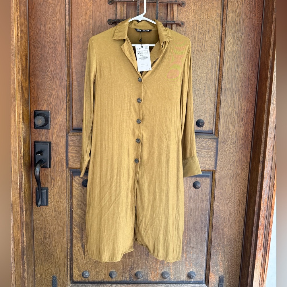 Zara green Button-Down Shirt  Dress Size XS